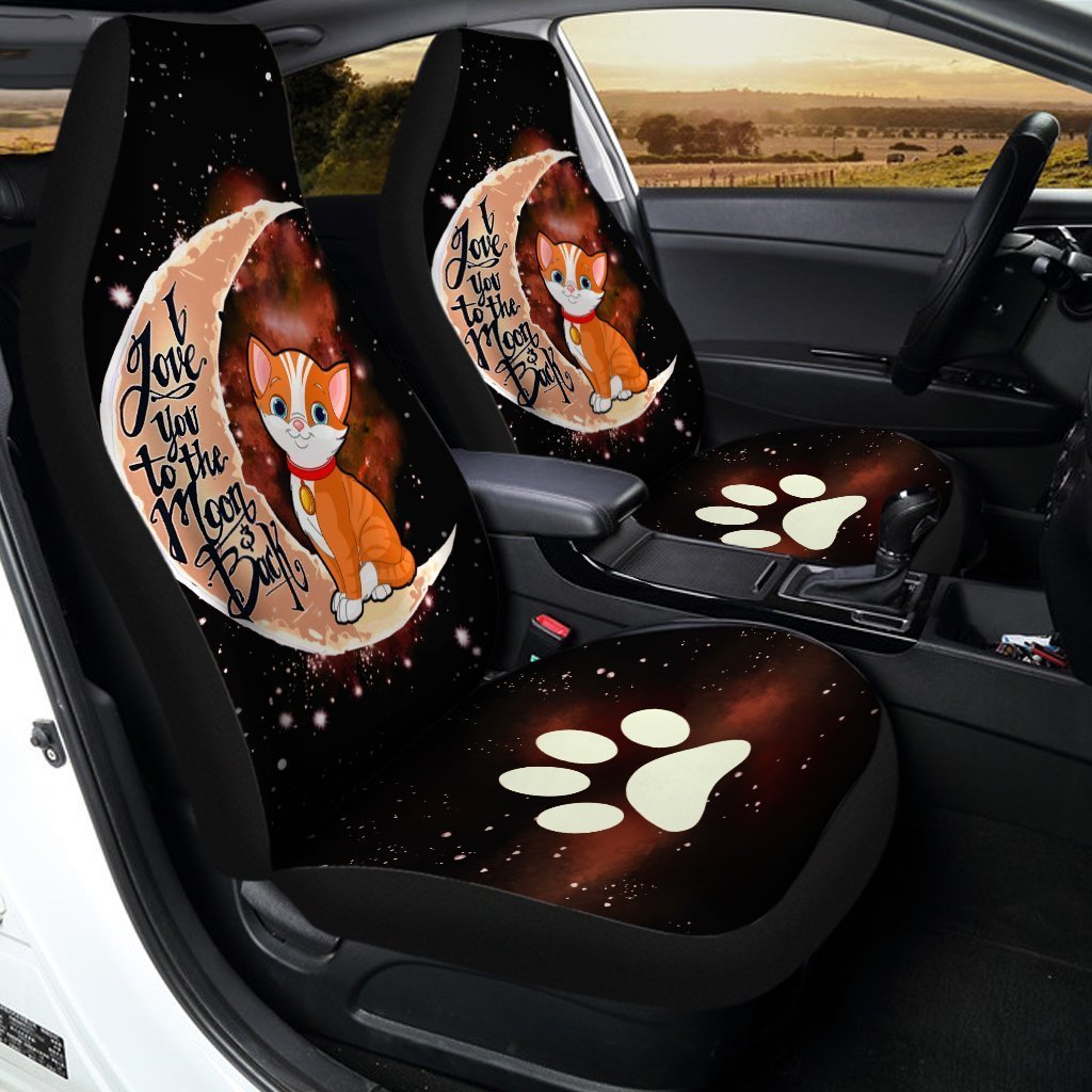 Cat Car Seat Covers I Love You To The Moon and Back Gift Idea For Cat Lovers Car Accessories