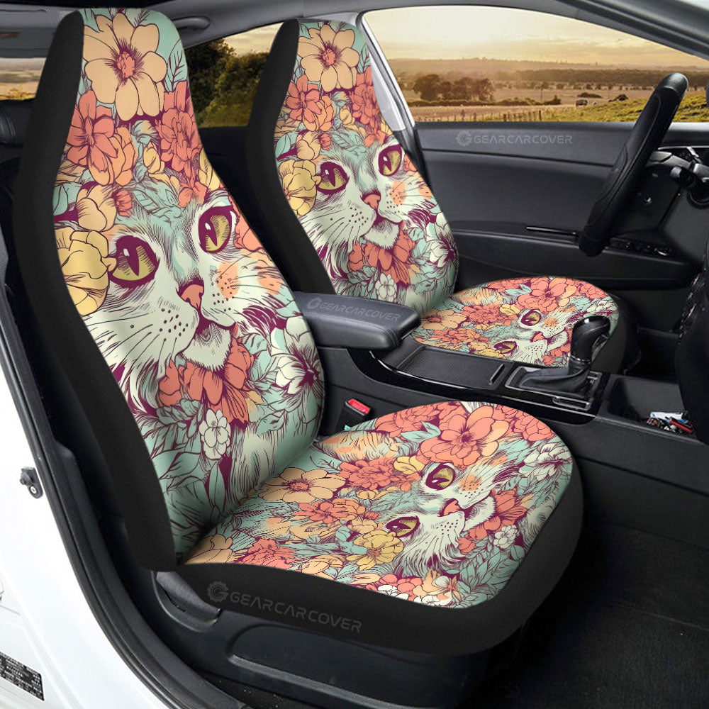 Cat Floral Car Seat Covers Custom Car Accessories
