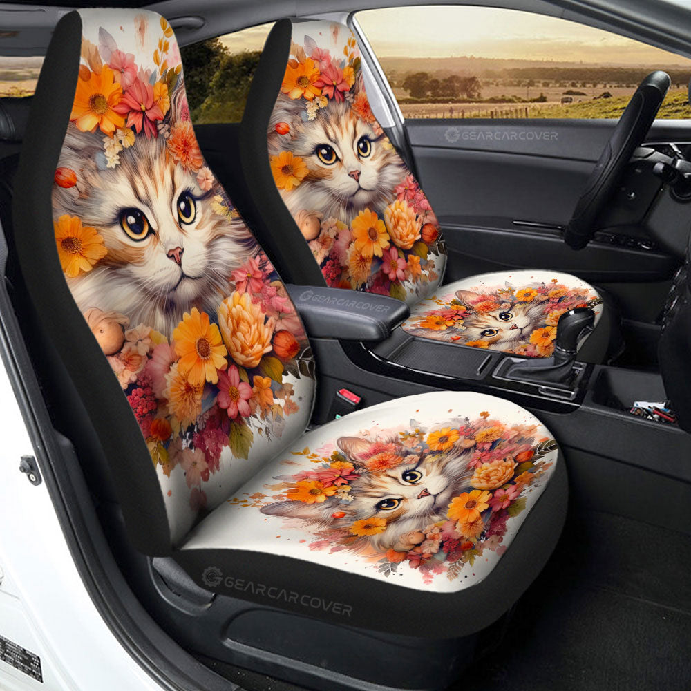 Cat Floral Car Seat Covers Custom Car Accessories