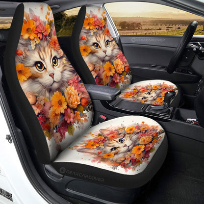 Cat Floral Car Seat Covers Custom Car Accessories