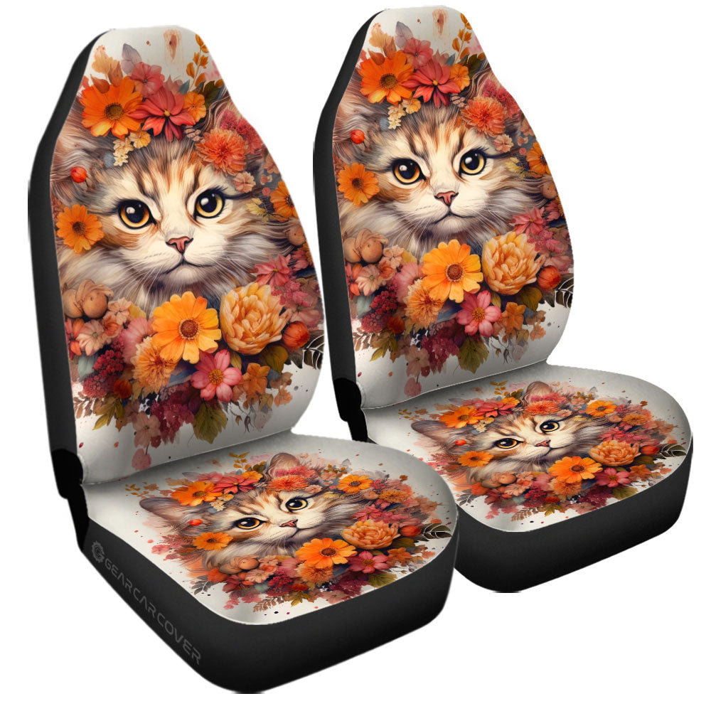 Cat Floral Car Seat Covers Custom Car Accessories