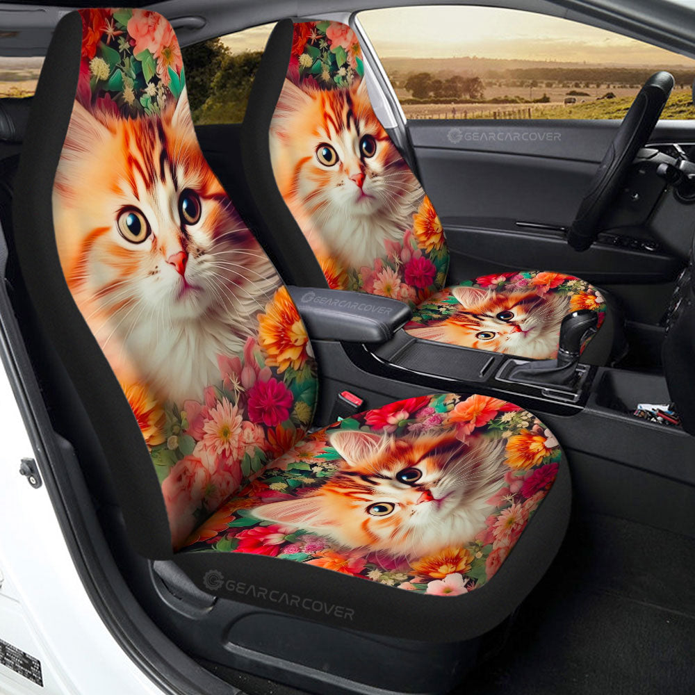 Cat Floral Car Seat Covers Custom Car Accessories