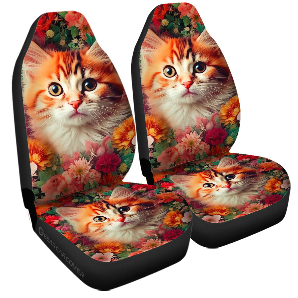 Cat Floral Car Seat Covers Custom Car Accessories