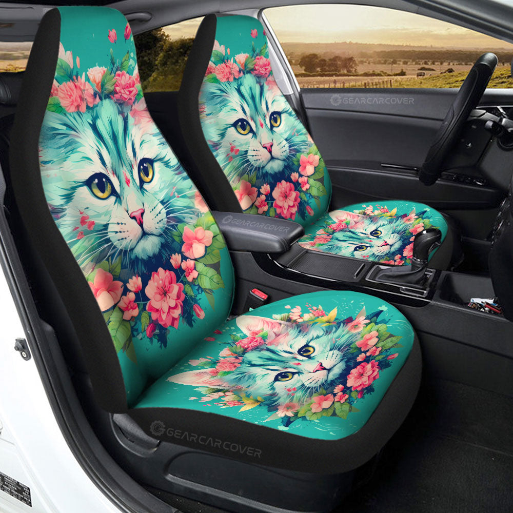 Cat Floral Car Seat Covers Custom Car Accessories