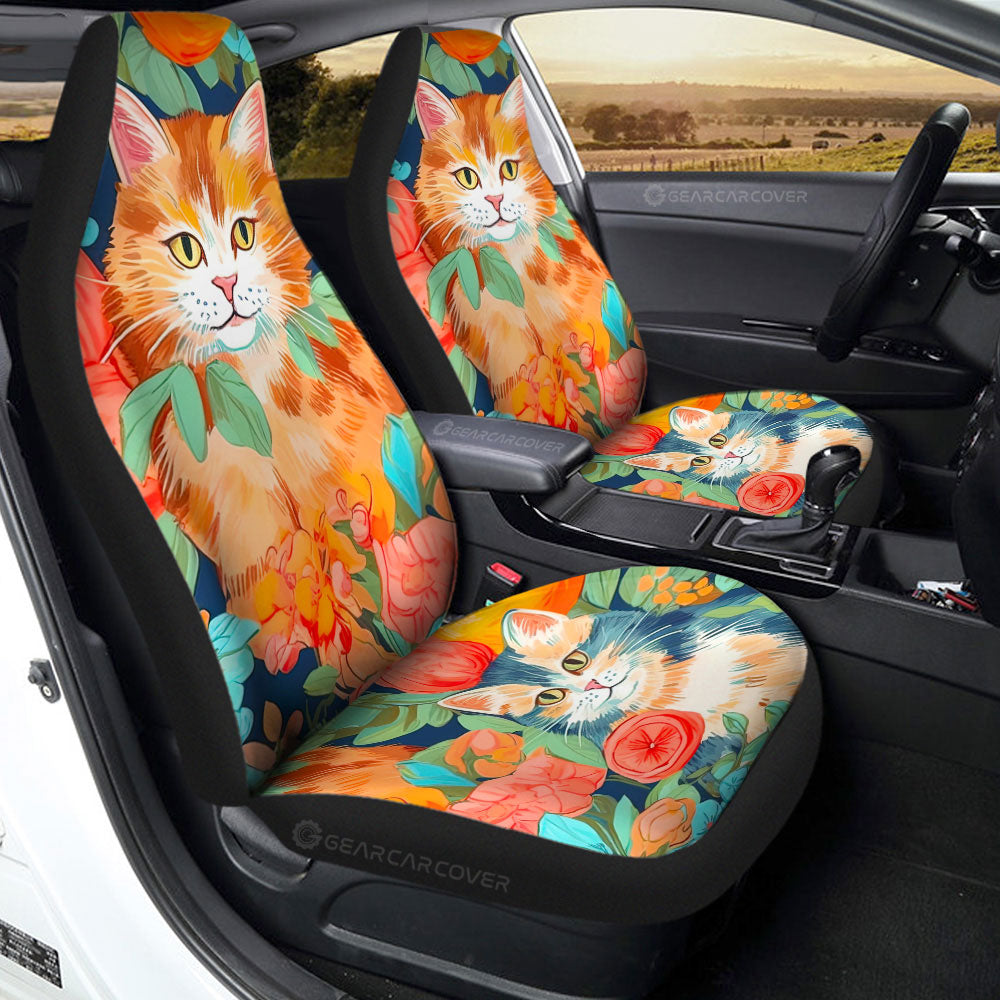 Cat Floral Car Seat Covers Custom Car Accessories