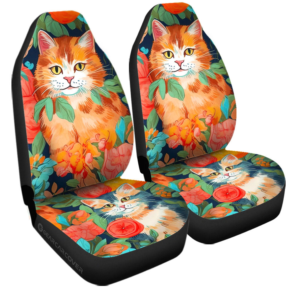 Cat Floral Car Seat Covers Custom Car Accessories