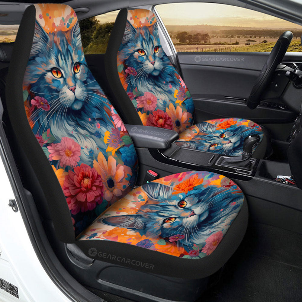 Cat Floral Car Seat Covers Custom Car Accessories