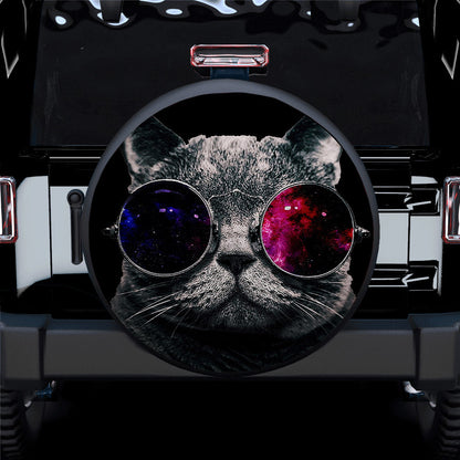 Cat Glasses Space Abstract Car Spare Tire Cover
