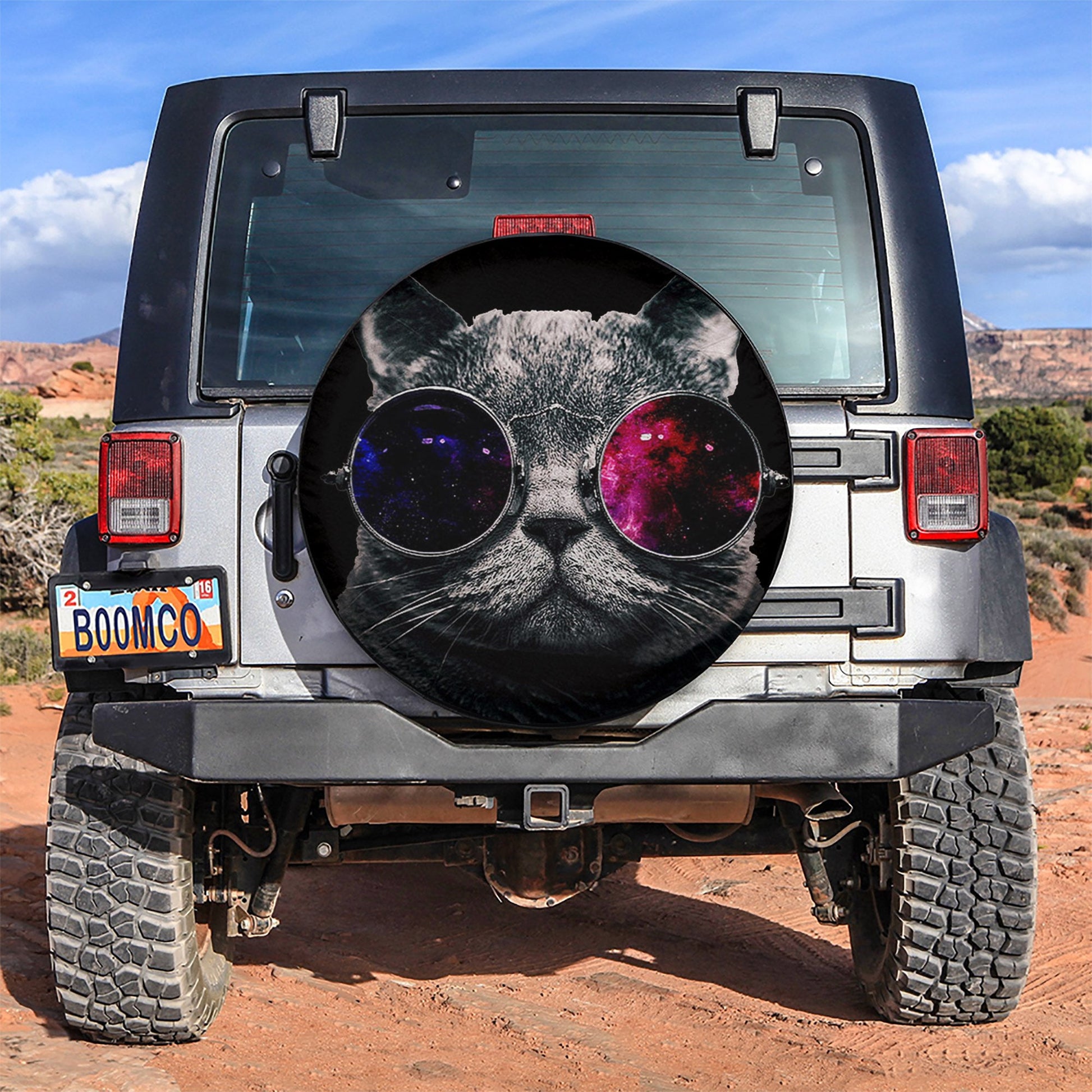 Cat Glasses Space Abstract Car Spare Tire Cover