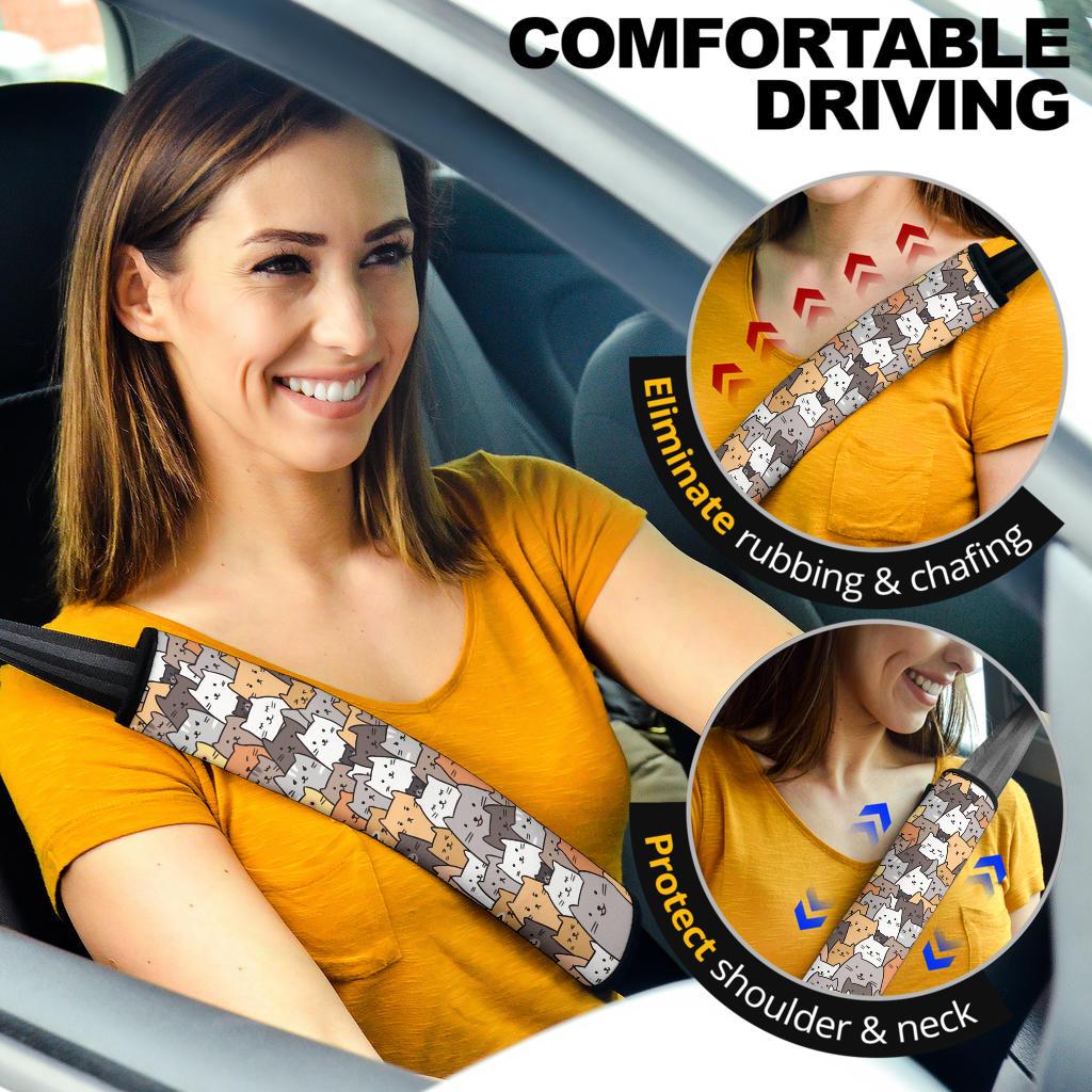 Cat Head Cute Premium Custom Car Seat Belt Covers