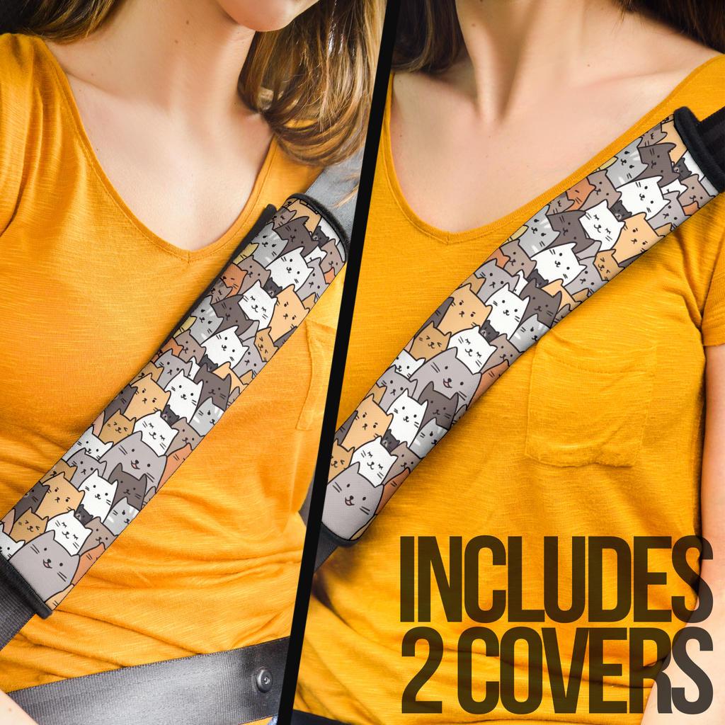 Cat Head Cute Premium Custom Car Seat Belt Covers