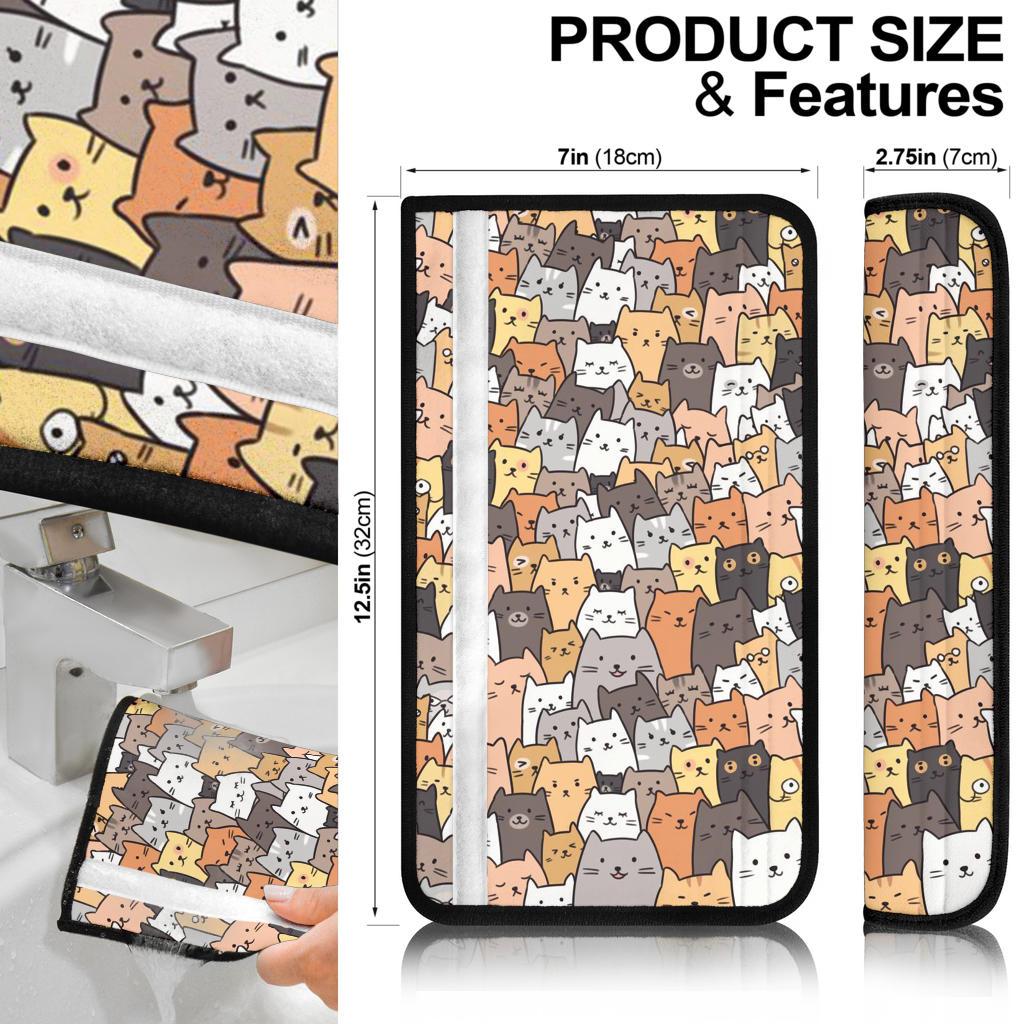 Cat Head Cute Premium Custom Car Seat Belt Covers