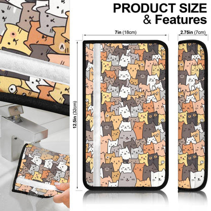 Cat Head Cute Premium Custom Car Seat Belt Covers