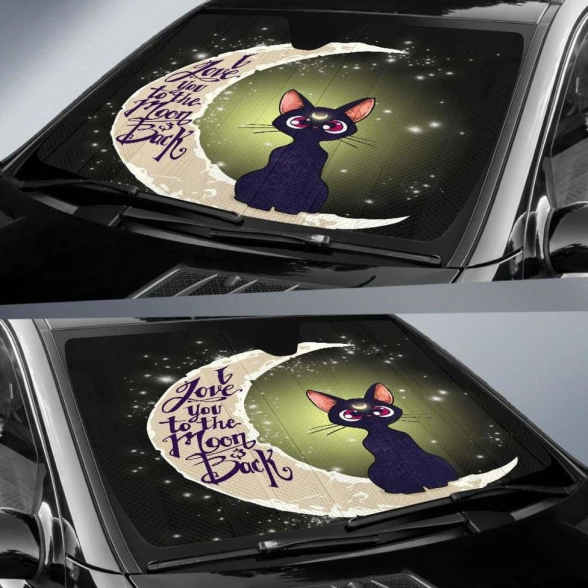 Cat Love Moon And Back Car Sun Shades 918b Universal Fit