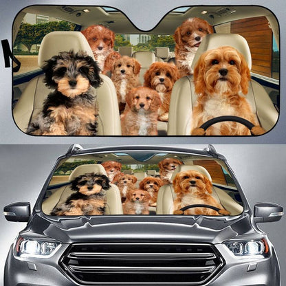Cavapoo Car All Over Printed 3D Sun Shade