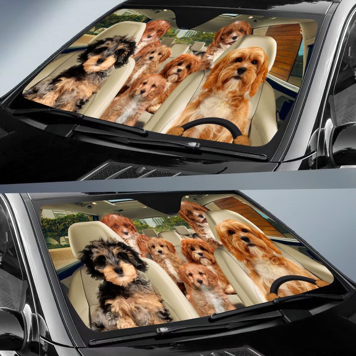 Cavapoo Car All Over Printed 3D Sun Shade