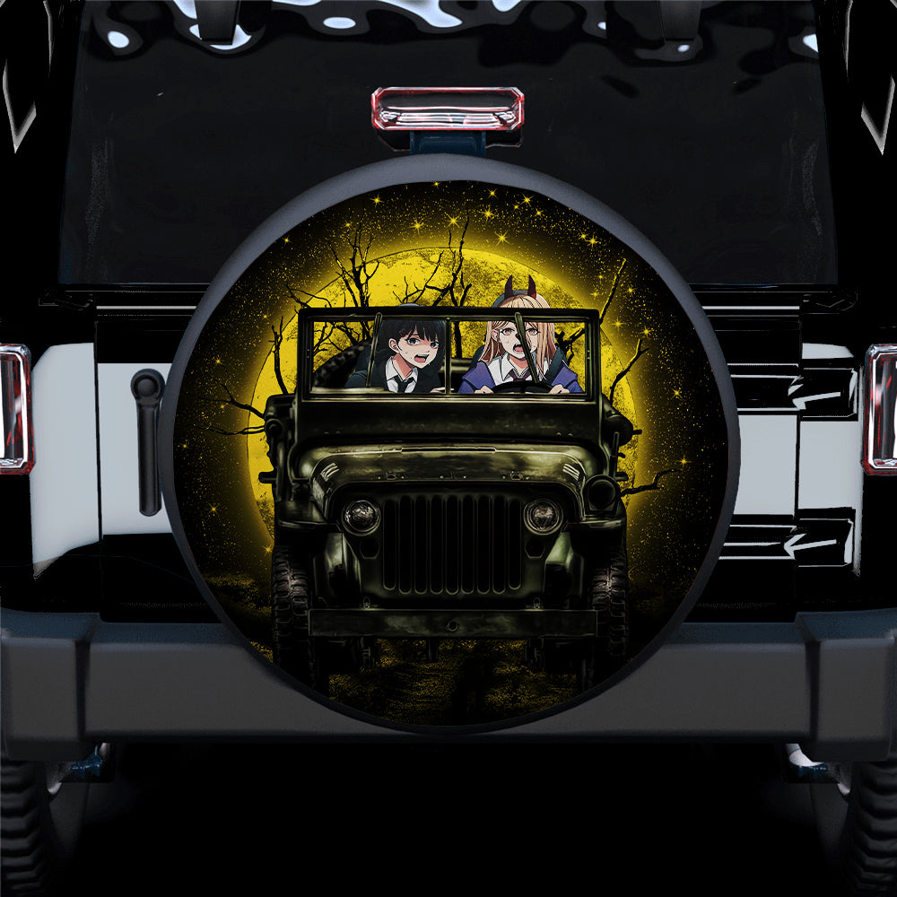 Chainsaw Man Anime Funny Halloween Moonlight Car Spare Tire Cover