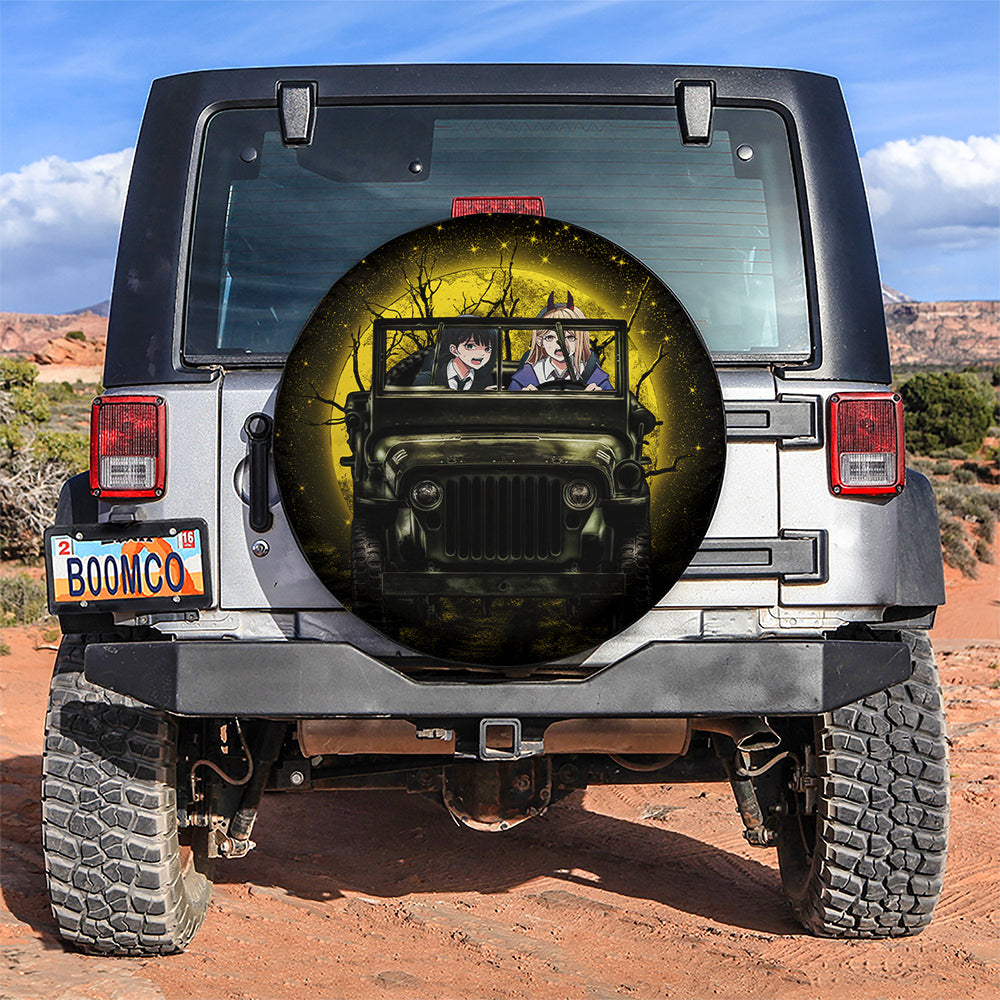 Chainsaw Man Anime Funny Halloween Moonlight Car Spare Tire Cover