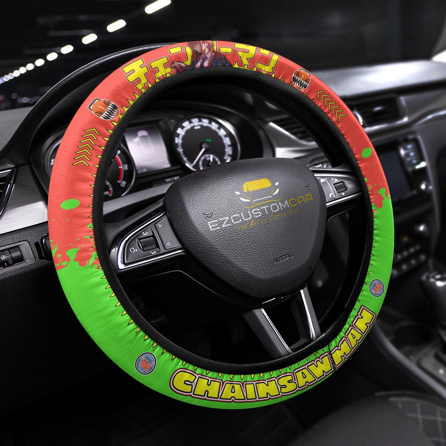 Chainsaw Man Anime Steering Wheel Cover - Universal Fit (15 Inch)