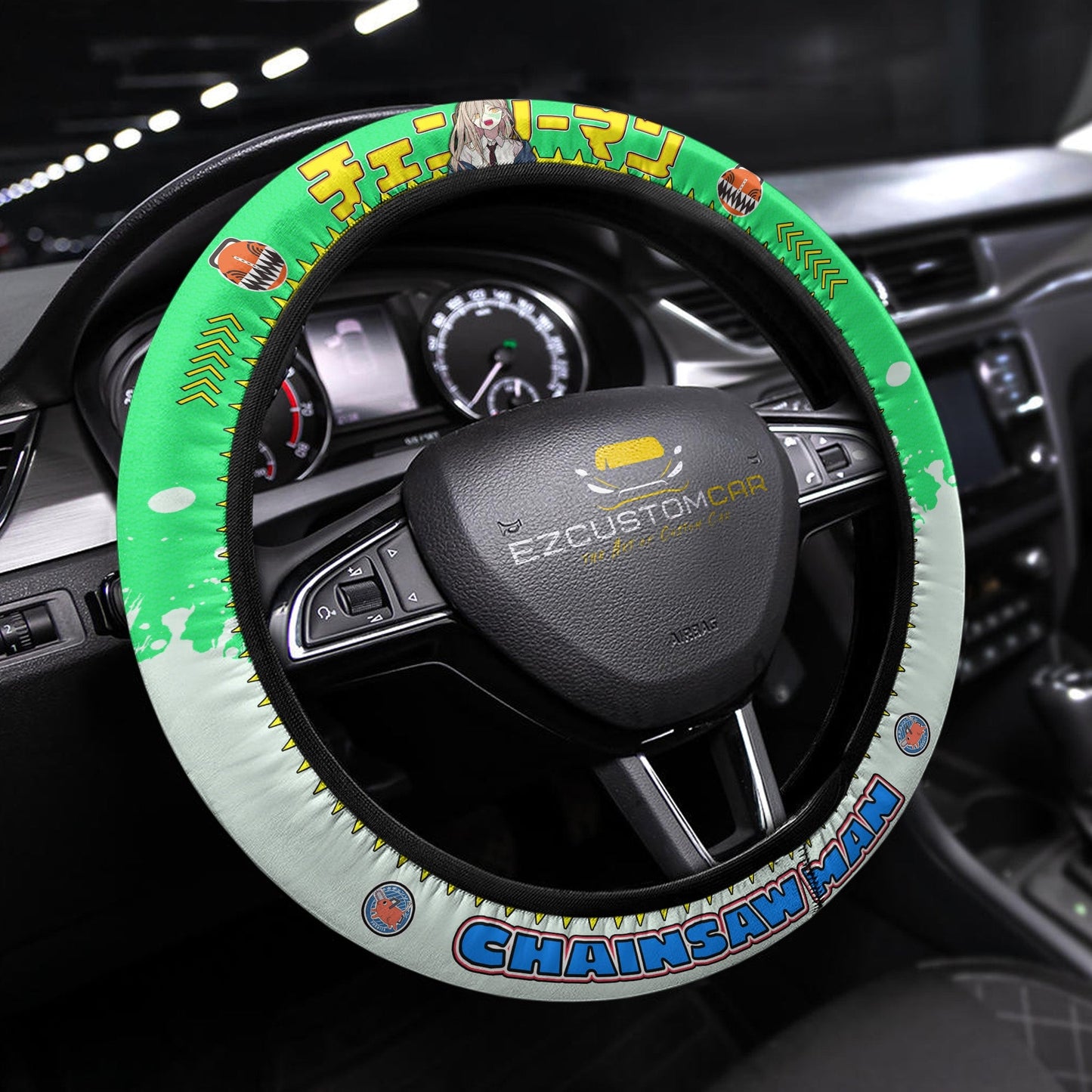 Chainsaw Man Anime Steering Wheel Cover - Universal Fit (15 Inch)