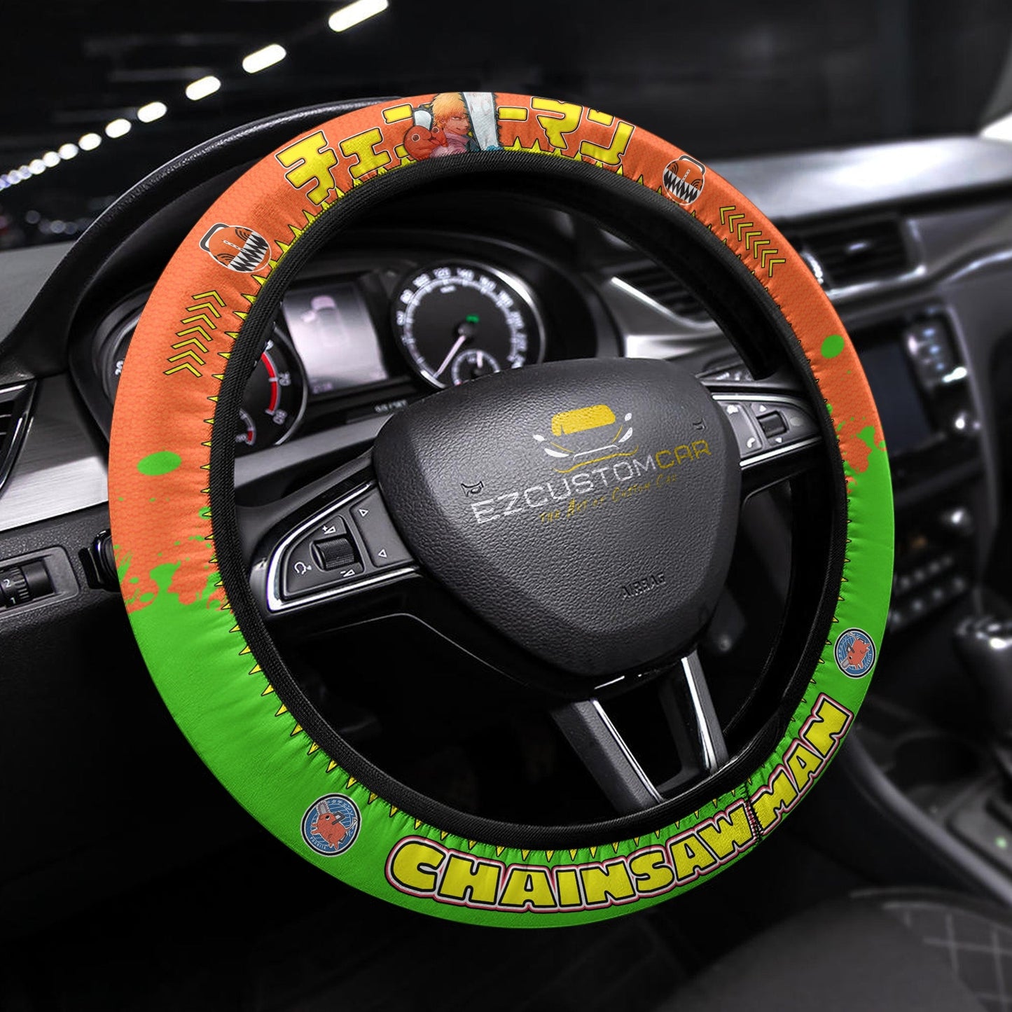 Chainsaw Man Anime Steering Wheel Cover - Universal Fit (15 Inch)