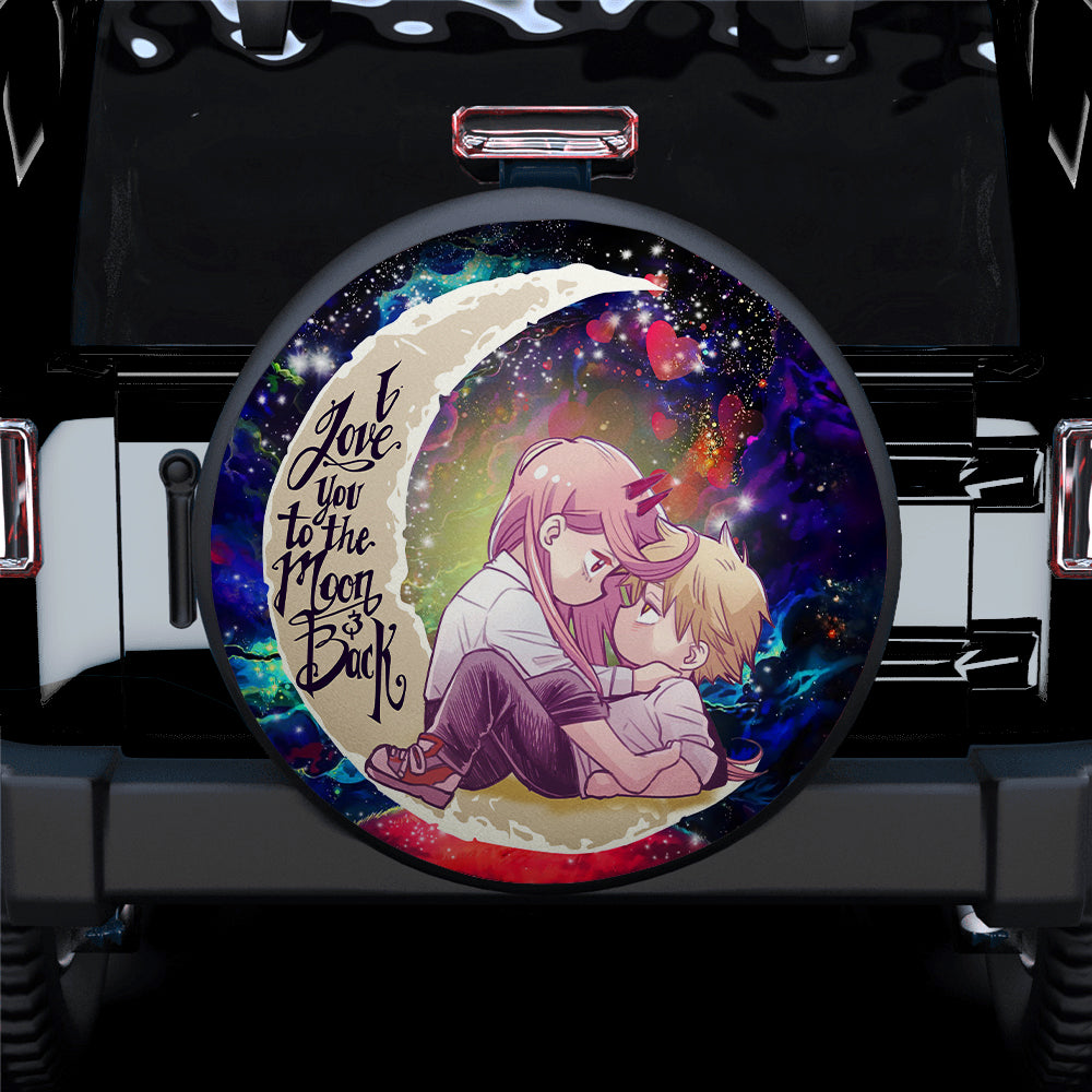 Chainsaw Man Denji x Power Love You To The Moon Galaxy Car Spare Tire Cover