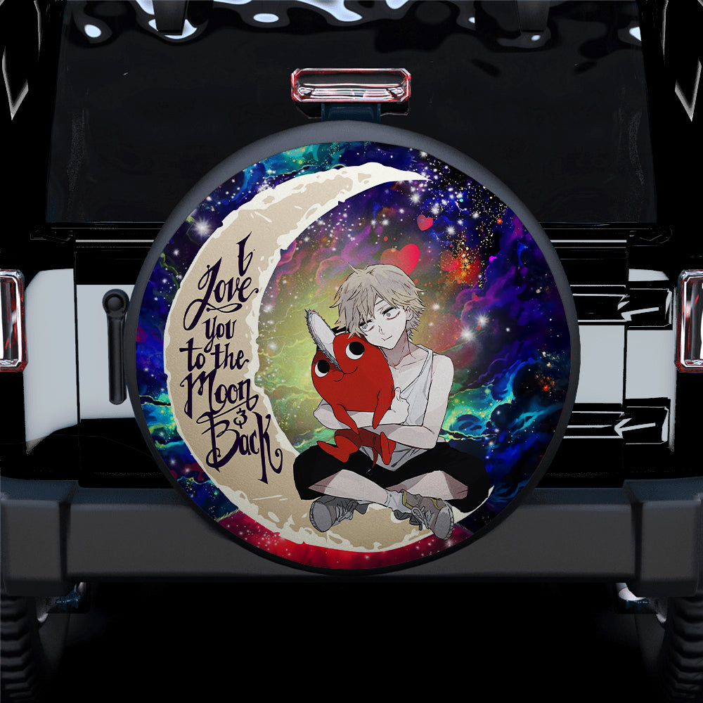 Chainsaw Man Love You To The Moon Galaxy Car Spare Tire Cover