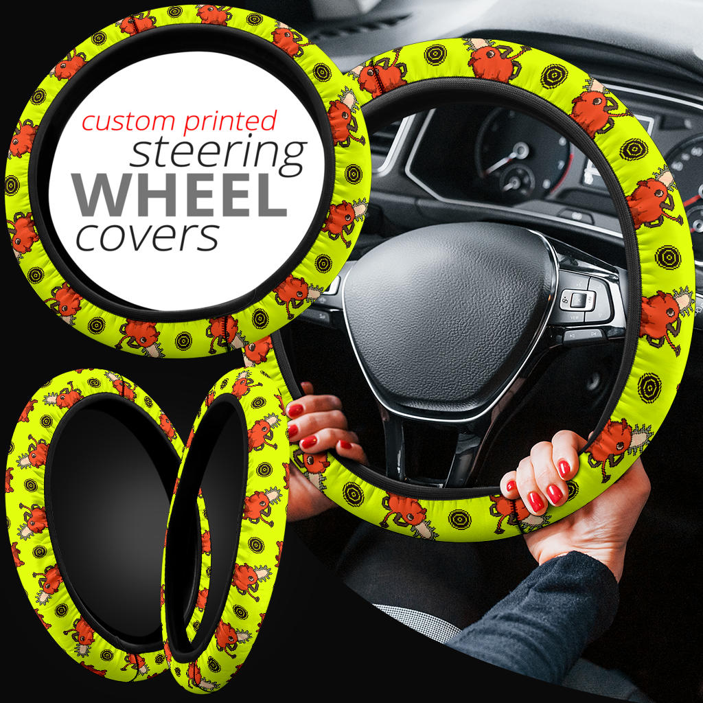 Chainsaw Man Pochita Pixel Car Steering Wheel Cover
