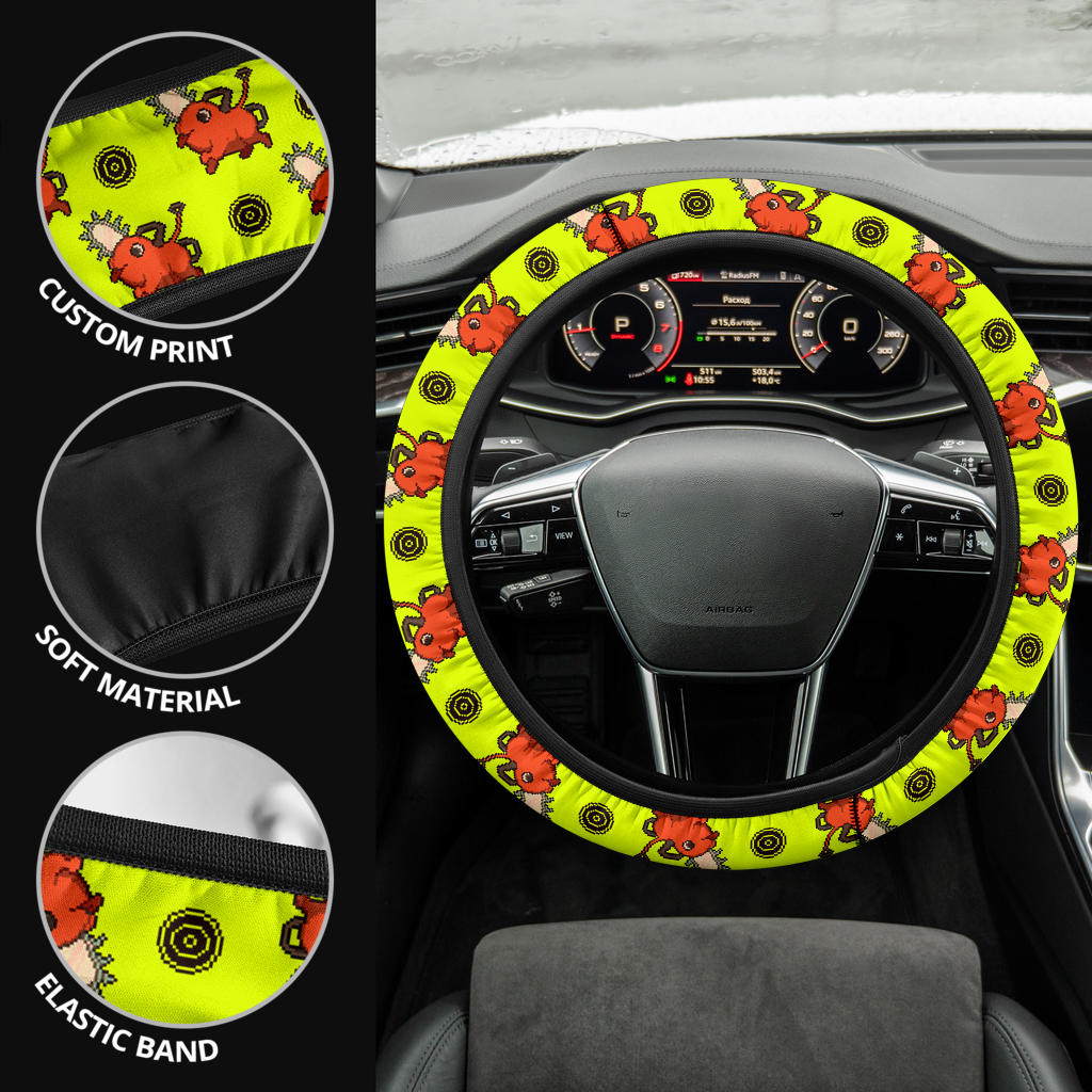 Chainsaw Man Pochita Pixel Car Steering Wheel Cover
