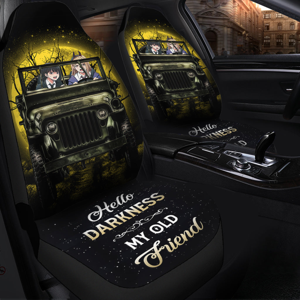 Chainsaw Man Ride Jeep Funny Anime Moonlight Halloween Car Seat Covers