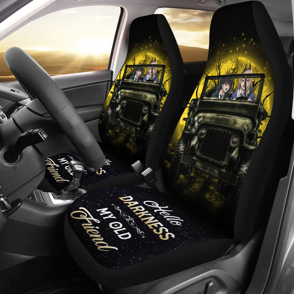 Chainsaw Man Ride Jeep Funny Anime Moonlight Halloween Car Seat Covers