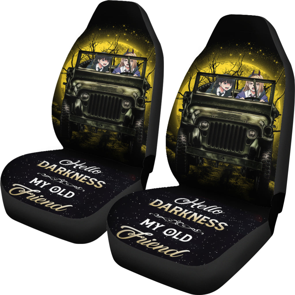 Chainsaw Man Ride Jeep Funny Anime Moonlight Halloween Car Seat Covers