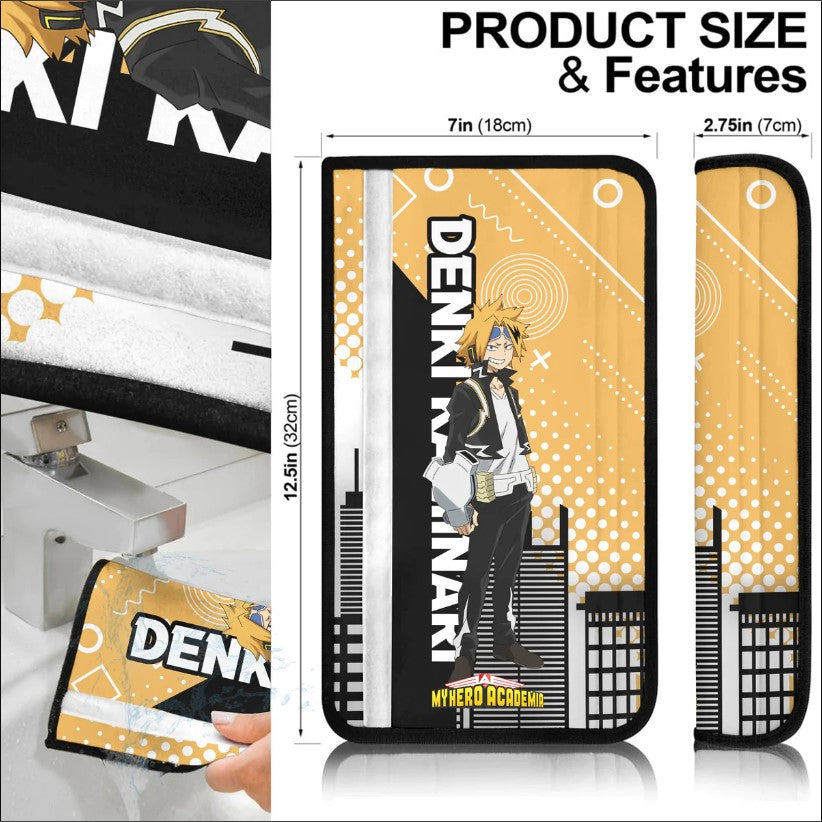 Chargebolt My Hero Academia Denki Kaminari Anime Car Seat Belt Cover Custom Car Accessories