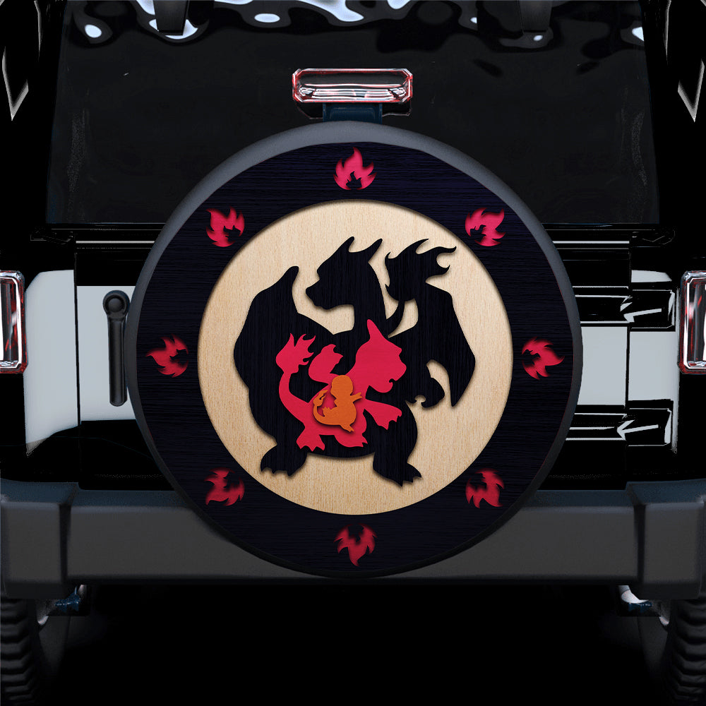Charizard Charmender Evolution Fire Car Spare Tire Cover