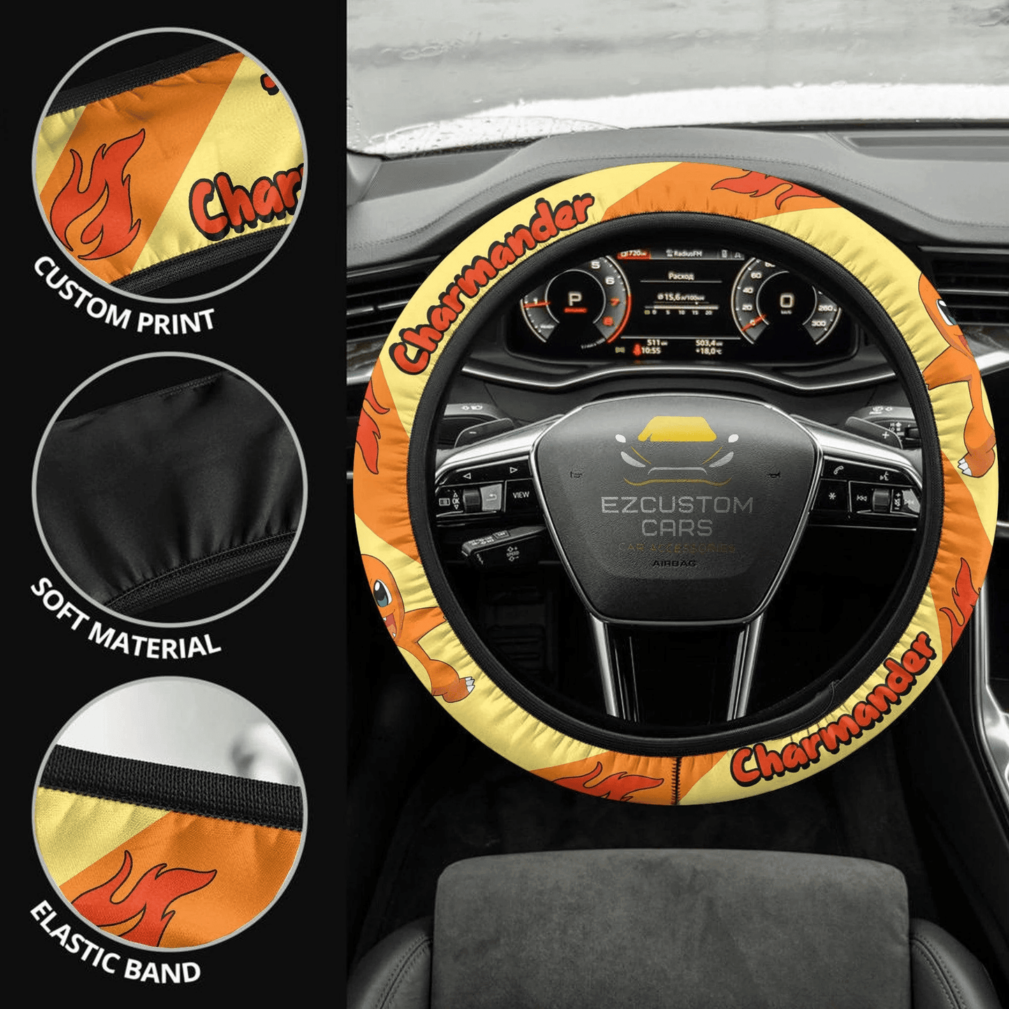 Charmander Pokemon Anime Steering Wheel Cover