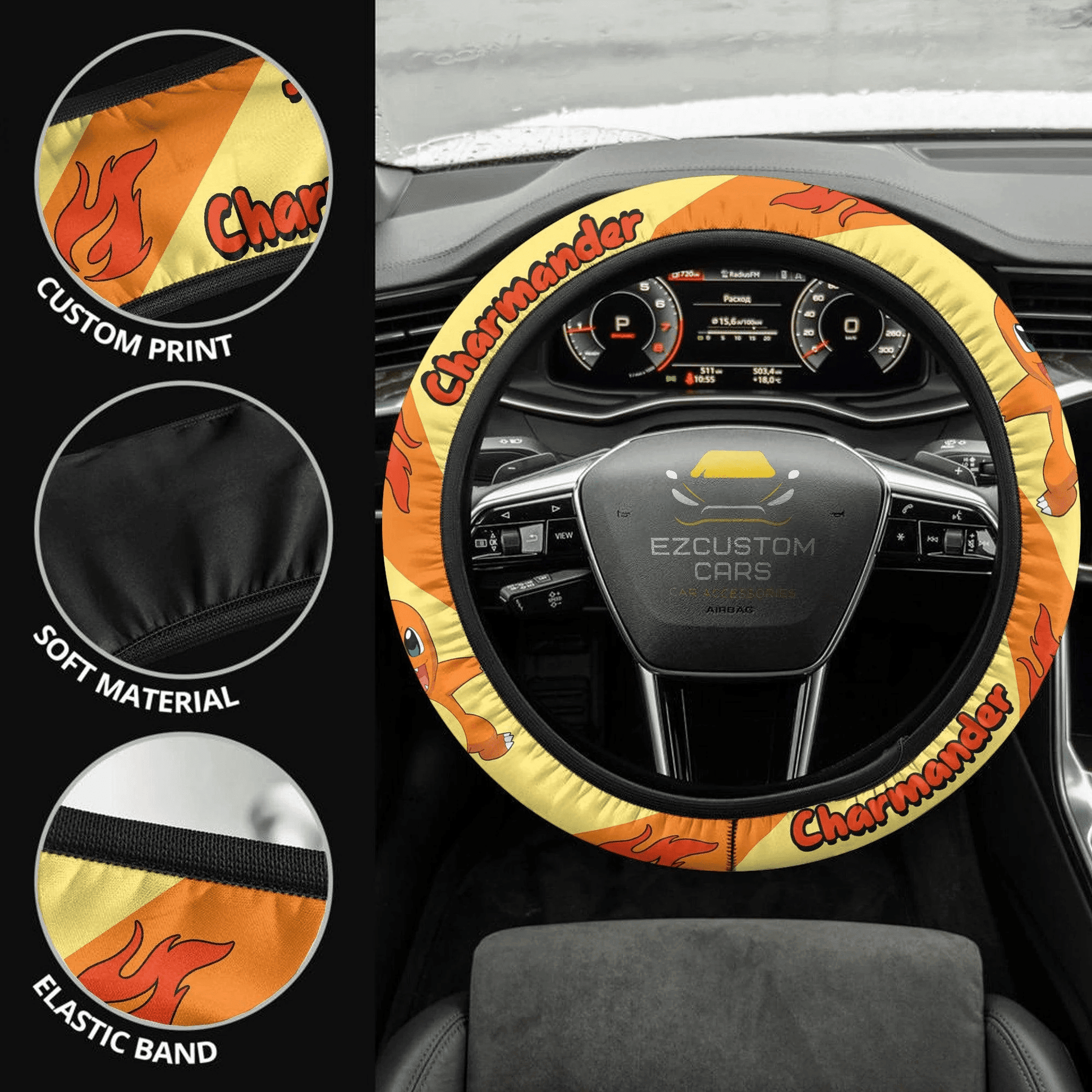 Charmander Pokemon Anime Steering Wheel Cover