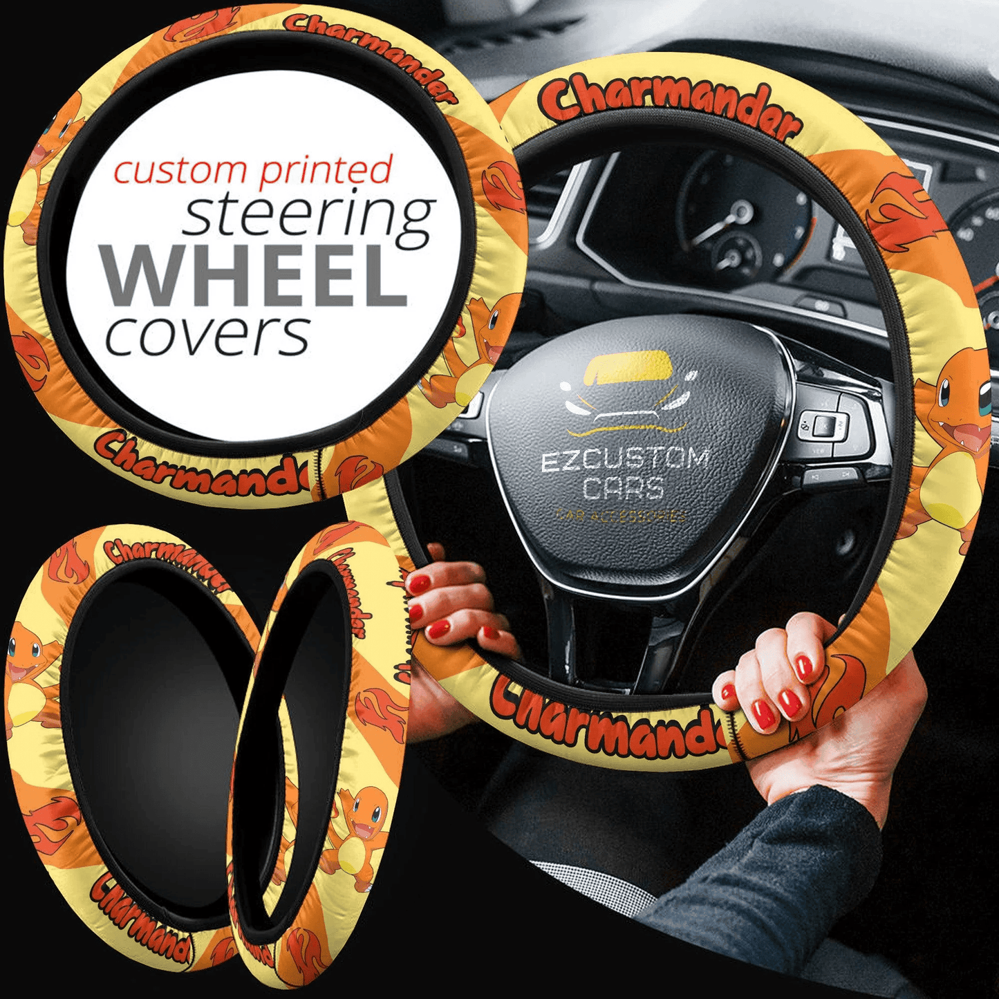 Charmander Pokemon Anime Steering Wheel Cover