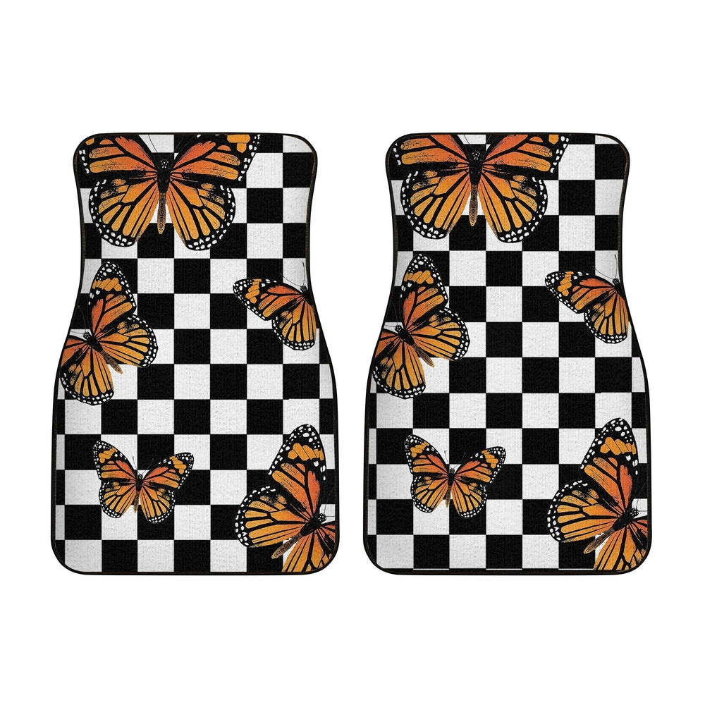 Checkerboard Butterfly Car Floor Mats Custom Car Accessories