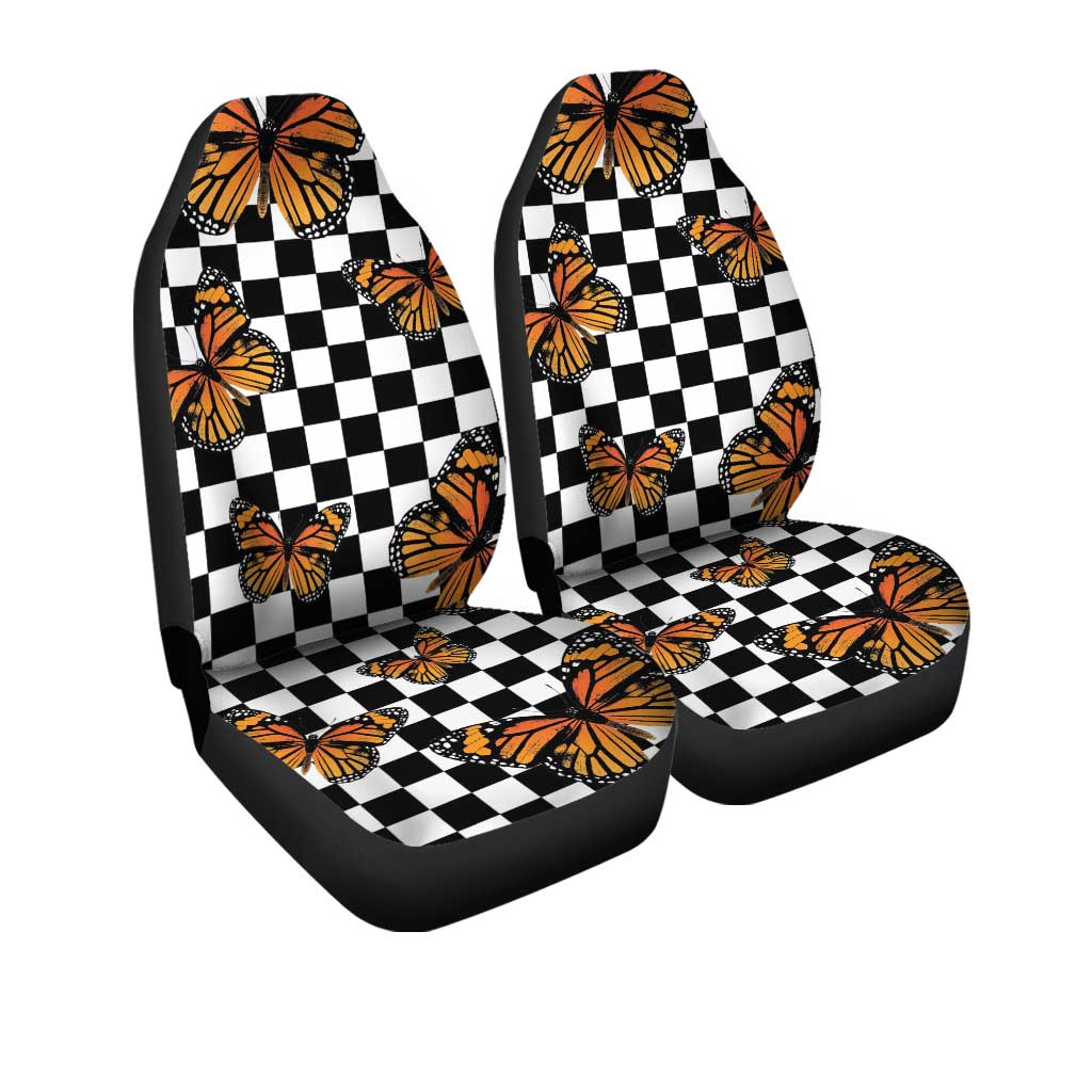 Checkerboard Butterfly Car Seat Covers Custom Car Accessories
