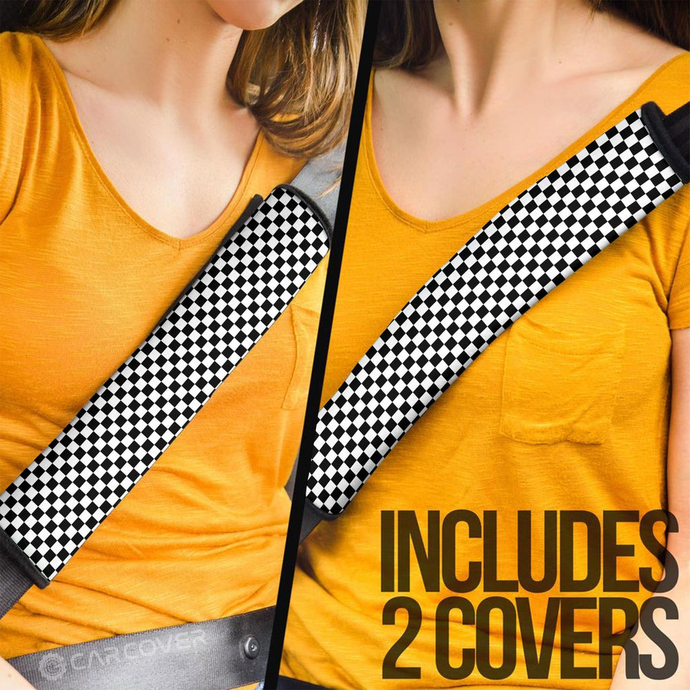 Checkerboard Seat Belt Covers Custom Car Accessories