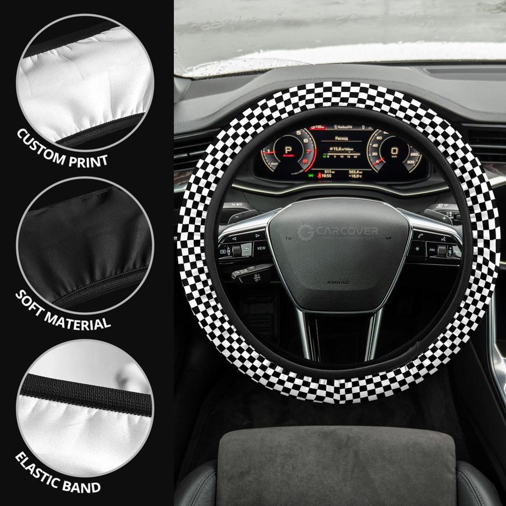Checkerboard Steering Wheel Covers Custom Car Accessories