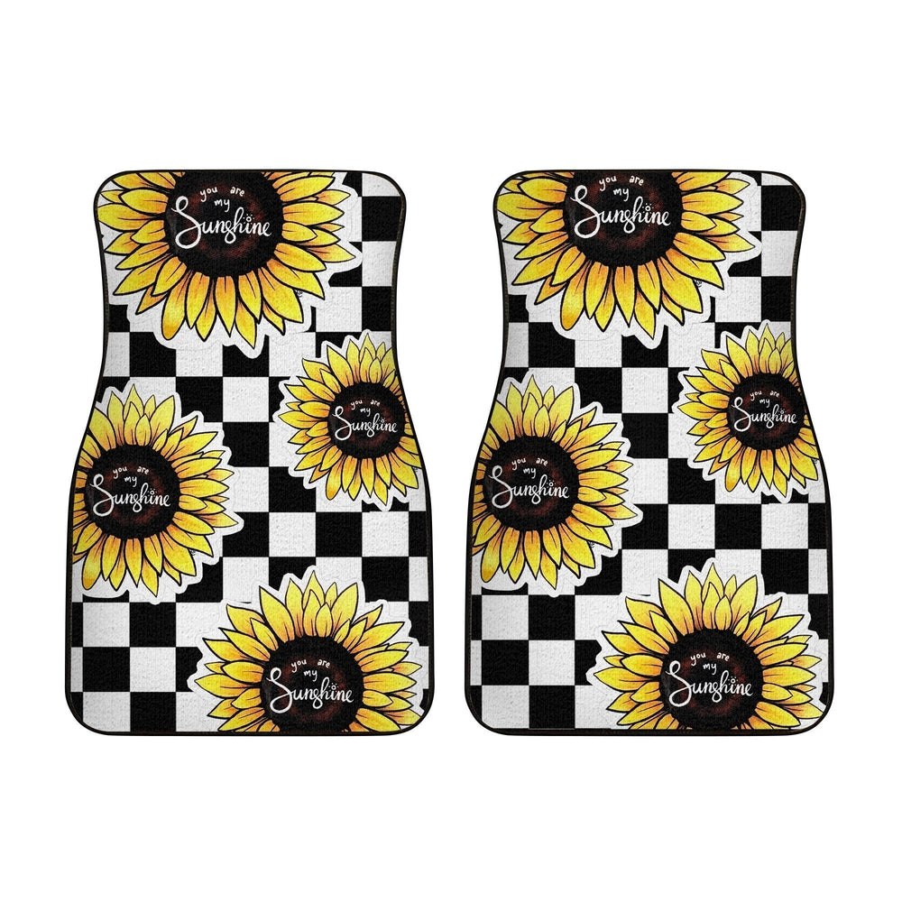 Checkerboard Sunflower Car Floor Mats Custom Sunshine Car Accessories