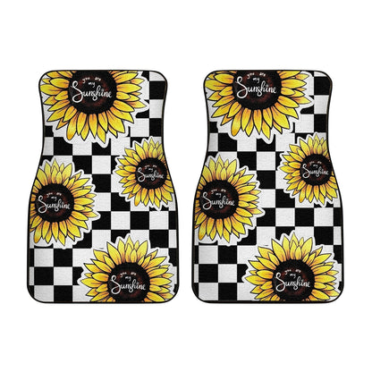 Checkerboard Sunflower Car Floor Mats Custom Sunshine Car Accessories