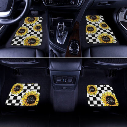 Checkerboard Sunflower Car Floor Mats Custom Sunshine Car Accessories