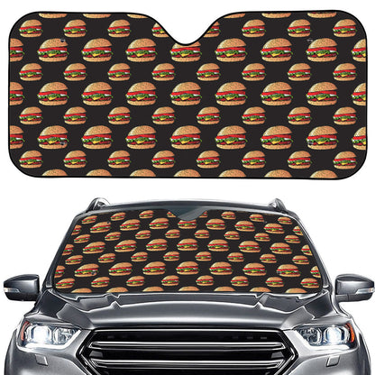 Cheeseburger Pattern Print Car Windshield Sun Shade