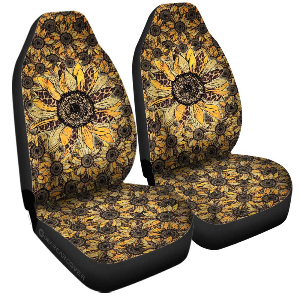 Cheetah Leopard Sunflower Car Seat Covers Custom Car Decoration