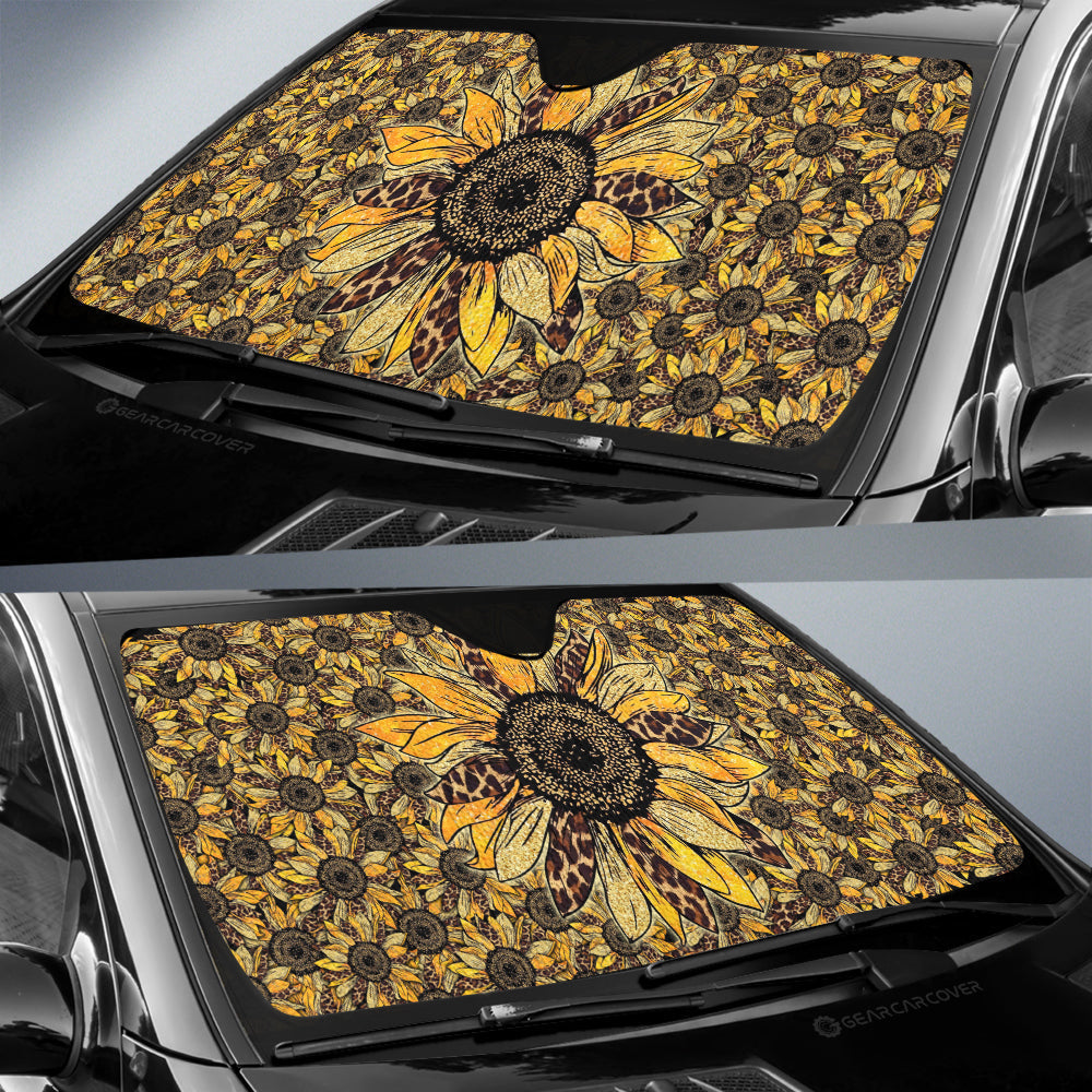 Cheetah Leopard Sunflower Car Sunshade Custom Car Decoration