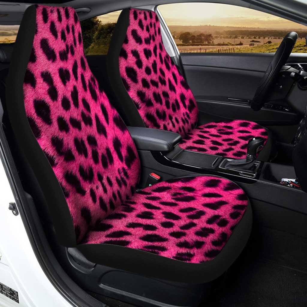 Cheetah Pink Car Seat Covers Custom Skin Printed Car Accessories