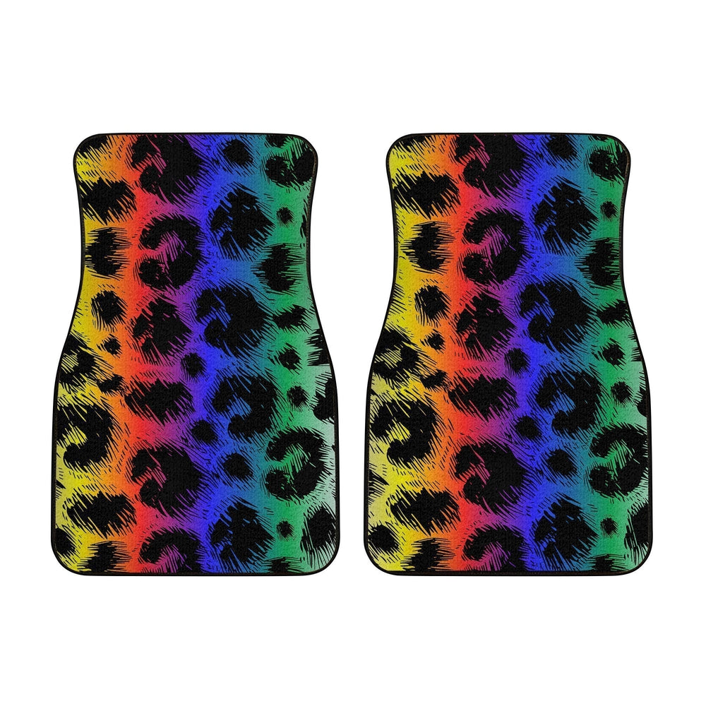 Cheetah Print Car Floor Mats Custom Rainbow Color Car Accessories