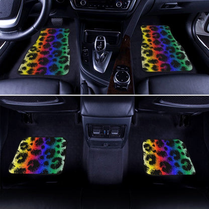 Cheetah Print Car Floor Mats Custom Rainbow Color Car Accessories